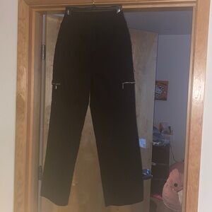 Black Cargo Pants with Zipper Pockets